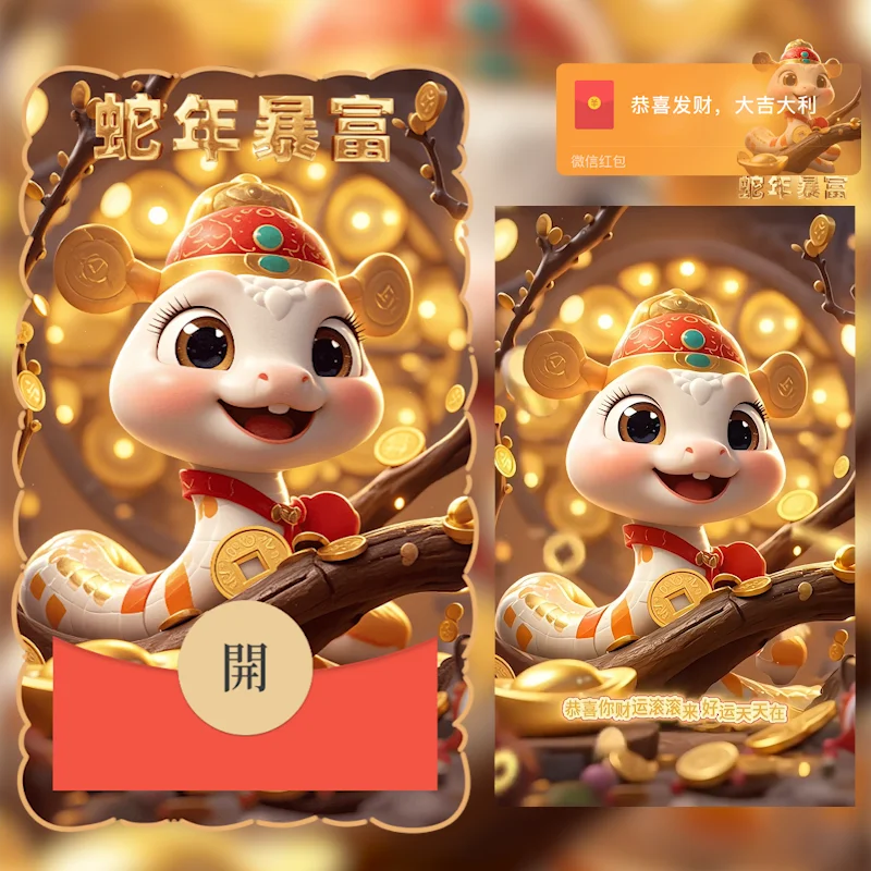 【卡密兑换】微信红包封面『蛇年暴富/hs3』官方卡密丨端内兑换丨24小时自助提卡！
