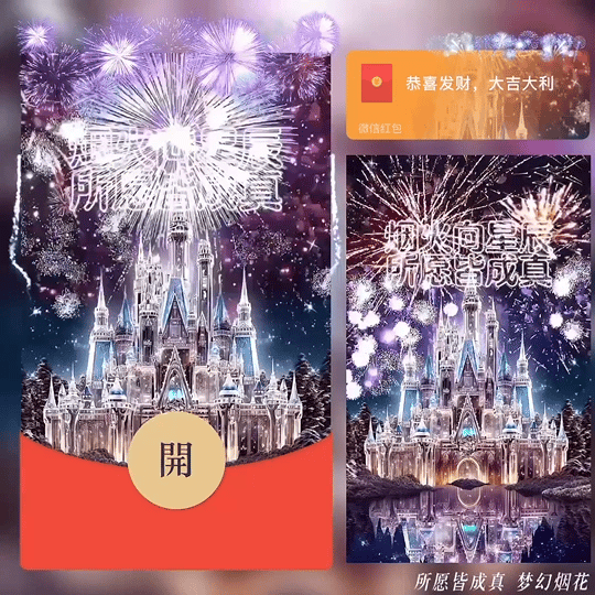所愿皆成真 梦幻烟花 /bz红包封面皮肤