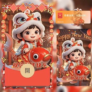 【红包封面】锦鲤附体/新年快乐