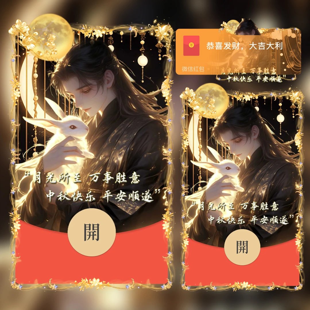 中秋节情侣 男款/月光所至 万事胜意/tt红包封面皮肤