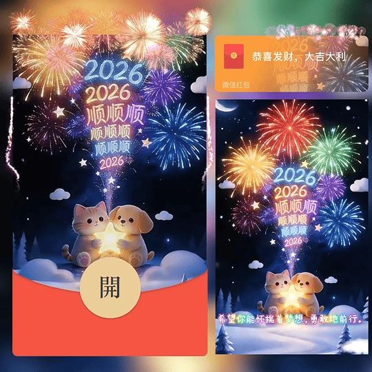 2026顺顺顺 可爱烟花/bz红包封面皮肤