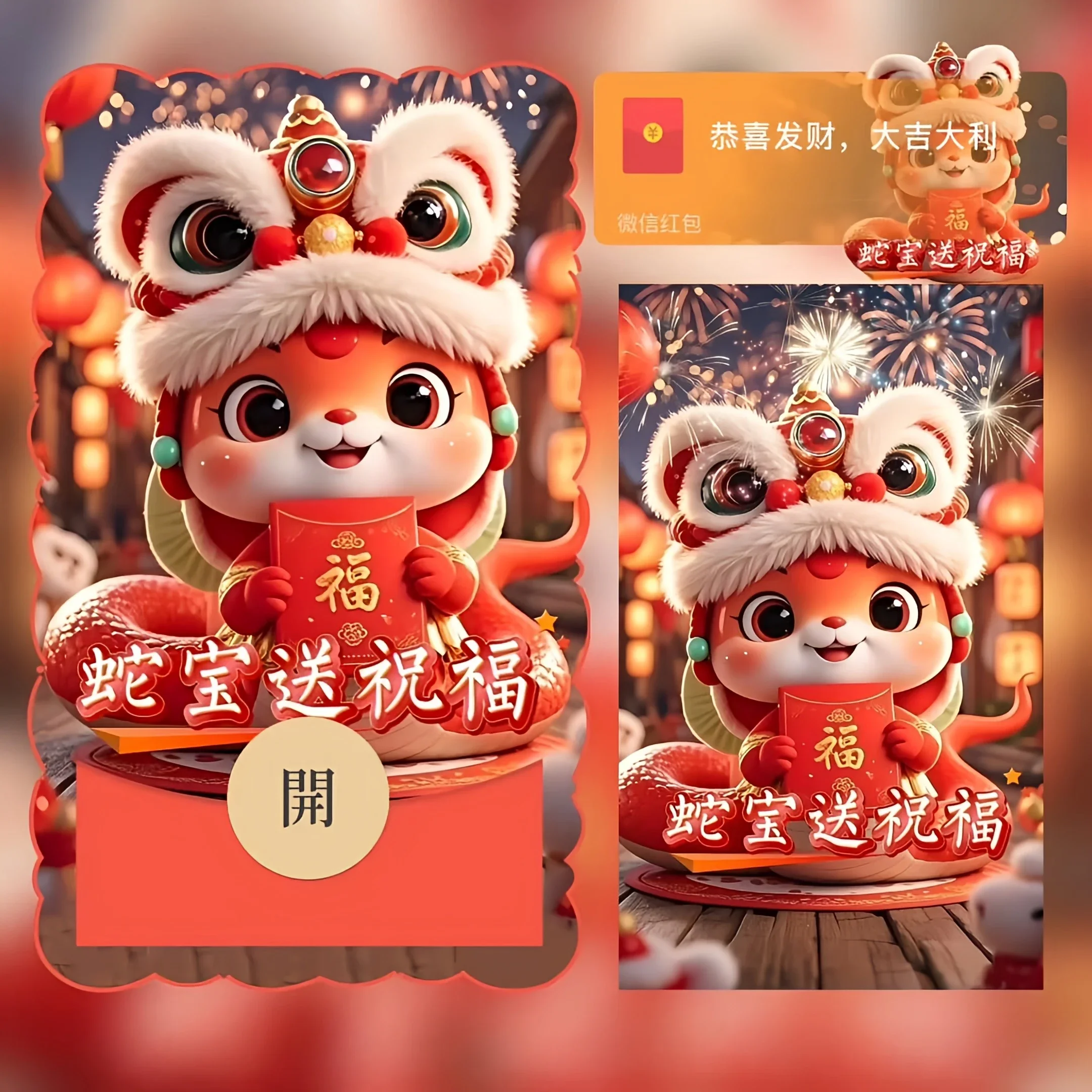【卡密兑换】微信红包封面『蛇宝送祝福』官方卡密丨端内兑换丨24小时自助提卡！