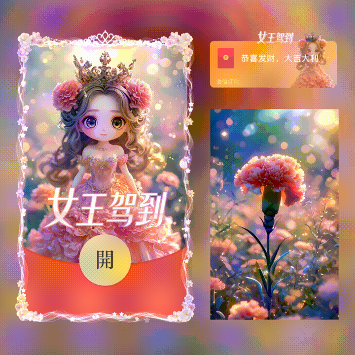 女王驾到/女神节快乐/xn红包封面皮肤