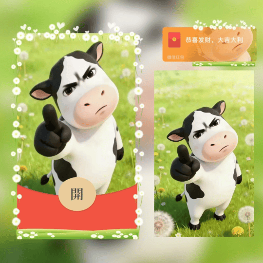 草地牛牛/新版动态/ 无售后tt红包封面皮肤