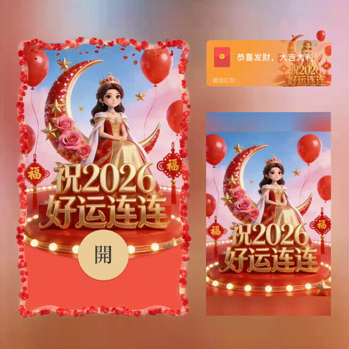 祝2026好运连连/新年快乐/xn红包封面皮肤