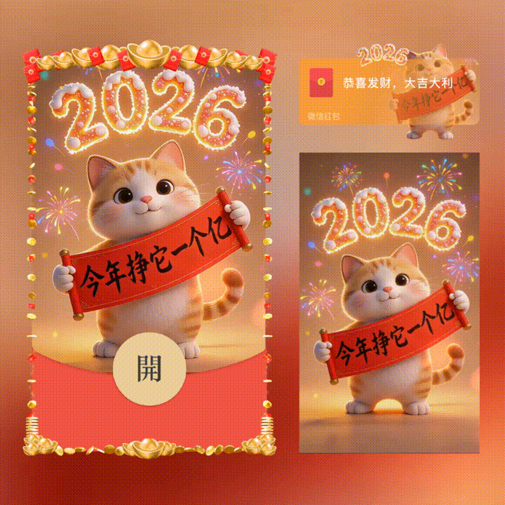 2026今年挣它一个亿/新版动态/xn红包封面皮肤