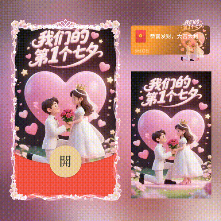 我们的第1个七夕/七夕快乐/新版动态/xn红包封面皮肤