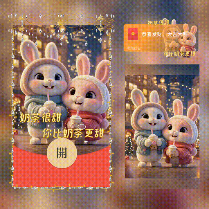 【卡密兑换】微信红包封面『奶茶很甜你比奶茶更甜/新版动态/xn』官方卡密丨端内兑换丨24小时自助提卡！