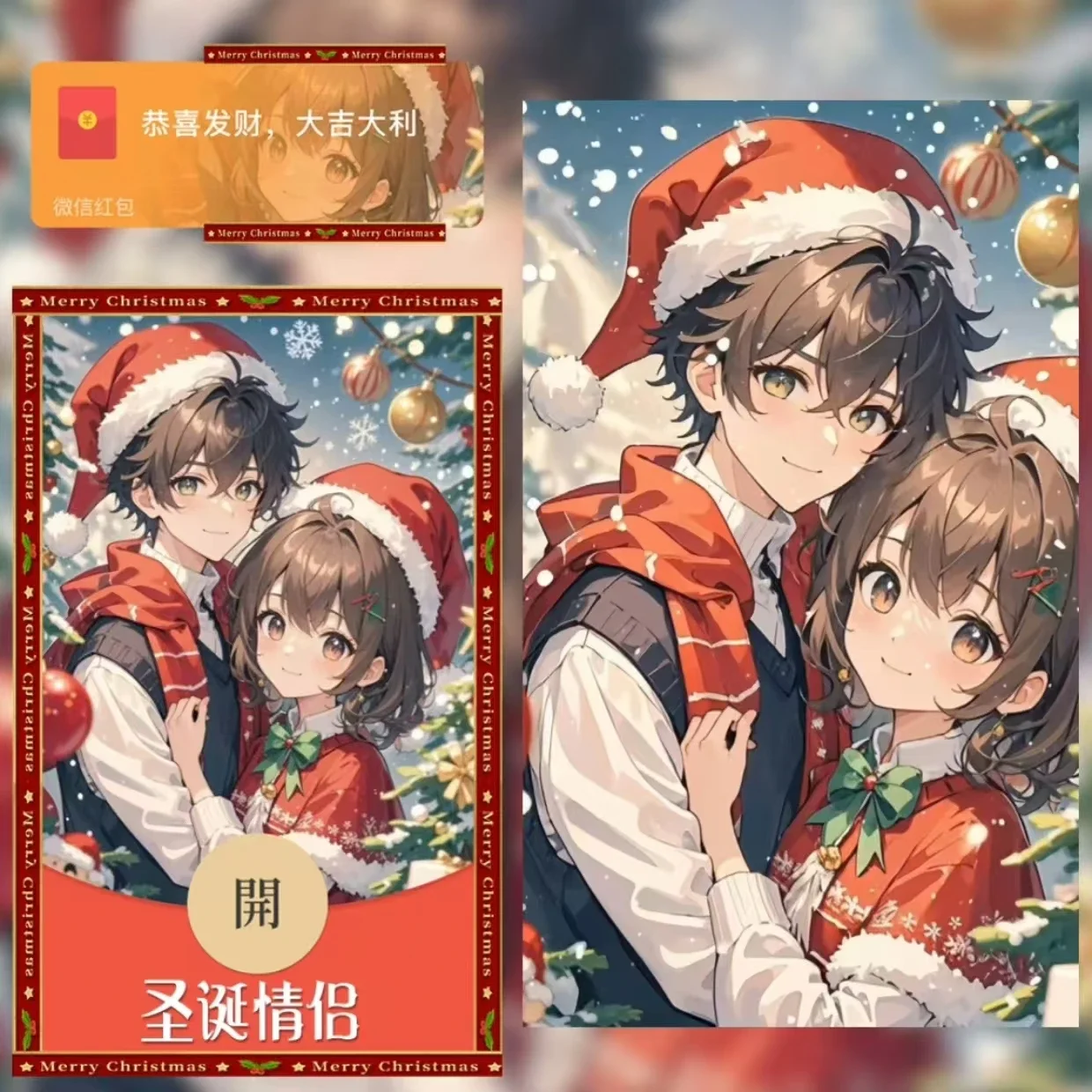 【卡密兑换】微信红包封面『圣诞情侣』官方卡密丨端内兑换丨24小时自助提卡！