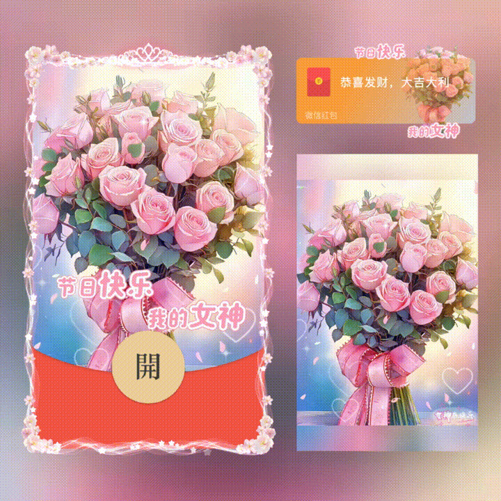 节日快乐我的女神/女神节快乐/xn红包封面皮肤