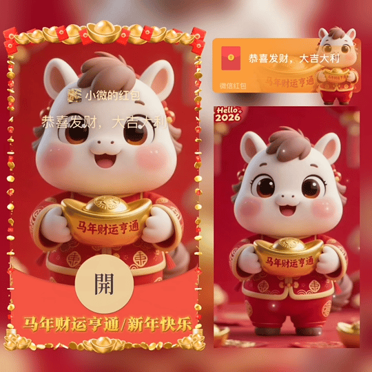 马年财运亨通/新年快乐/tao红包封面皮肤