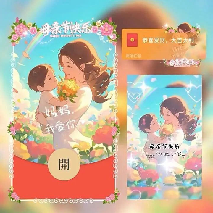 母亲节快乐/可爱男孩/妈妈我爱你tt红包封面皮肤