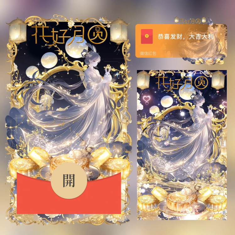 【红包封面】花好月圆/中秋节快乐/动态/XN