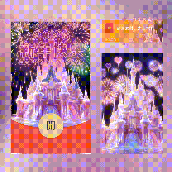 2026新年快乐/新年快乐烟花/xn红包封面皮肤