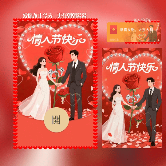 情人节快乐/爱你不止今天/新版动态tt红包封面皮肤