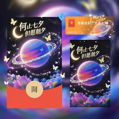 七夕情人节快乐/跨越星际来爱你/新版动态tt红包封面皮肤