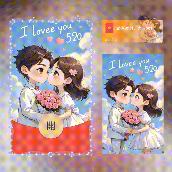 【卡密兑换】微信红包封面『I love you 520/新版动态/xn』官方卡密丨端内兑换丨24小时自助提卡！