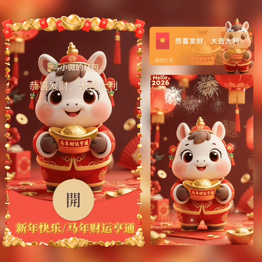 新年快乐/马年财运亨通/tao红包封面皮肤