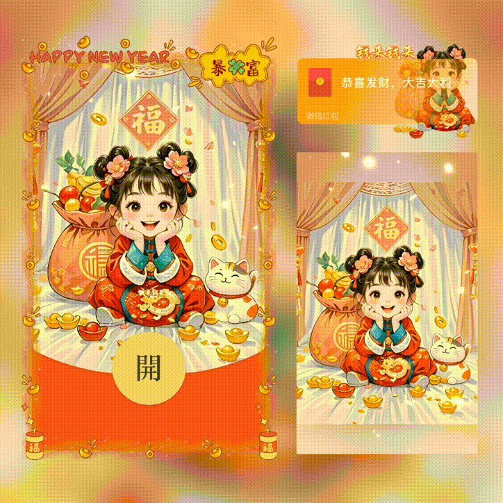 【卡密兑换】微信红包封面『钱来钱来女/新版动态/xn』官方卡密丨端内兑换丨24小时自助提卡！