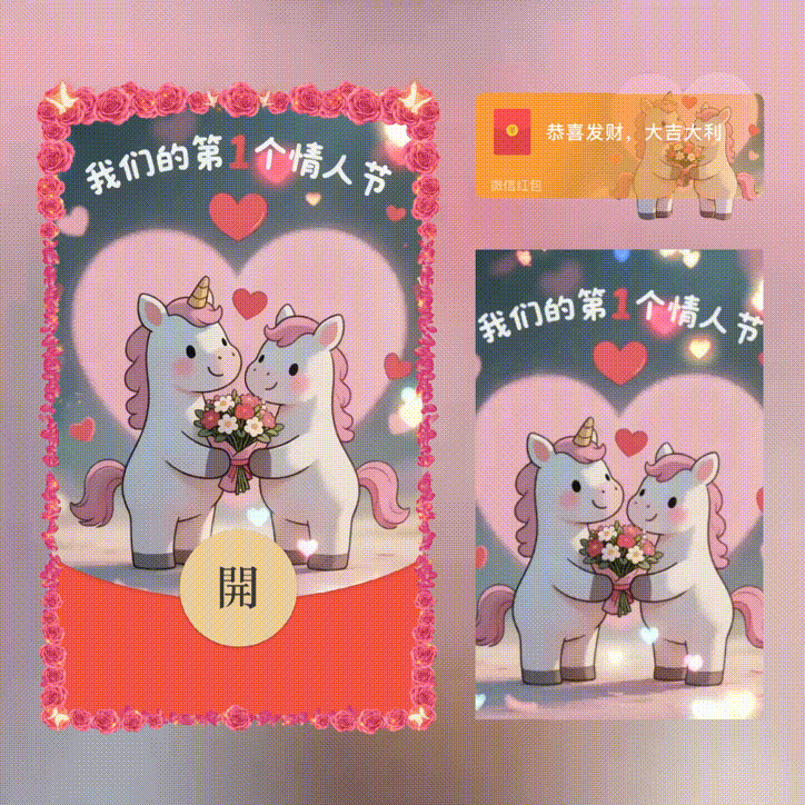  我们的第一个情人节/情人节快乐/xn红包封面皮肤