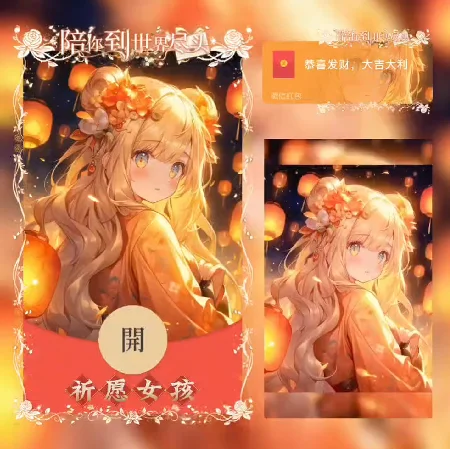 【卡密兑换】微信红包封面『祈愿女孩/动态/xn』官方卡密丨端内兑换丨24小时自助提卡！