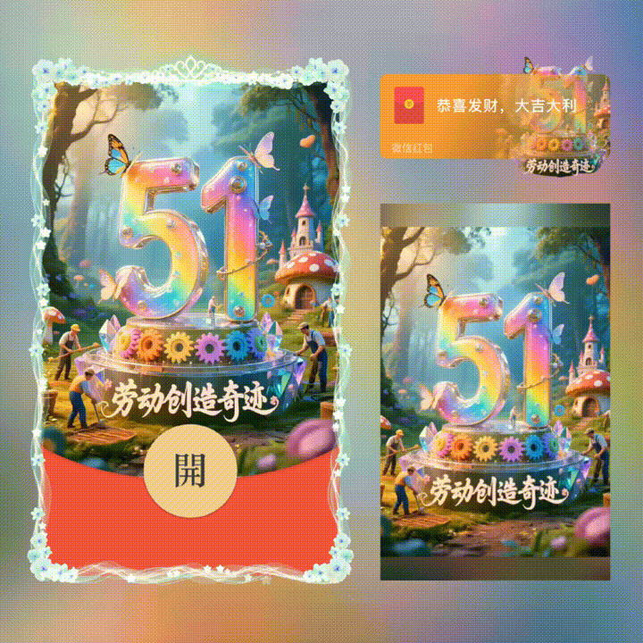 五一劳动创造奇迹/五一劳动节/xn红包封面皮肤