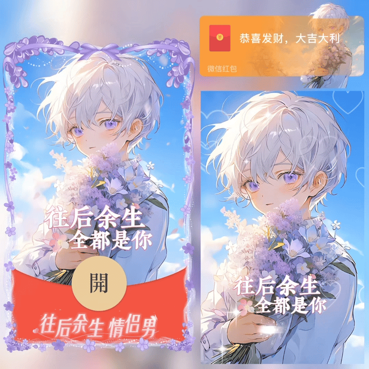 【卡密兑换】微信红包封面『往后余生全都是你 情侣男 / 捧花少年/新版动态/ᥫ』官方卡密丨端内兑换丨24小时自助提卡！