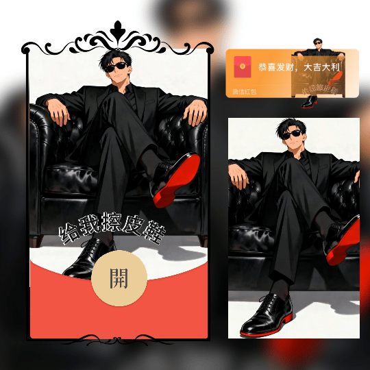 给我擦皮鞋/窝要验牌/新版动态tt红包封面皮肤