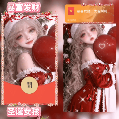 圣诞/圣诞女孩/sq红包封面皮肤