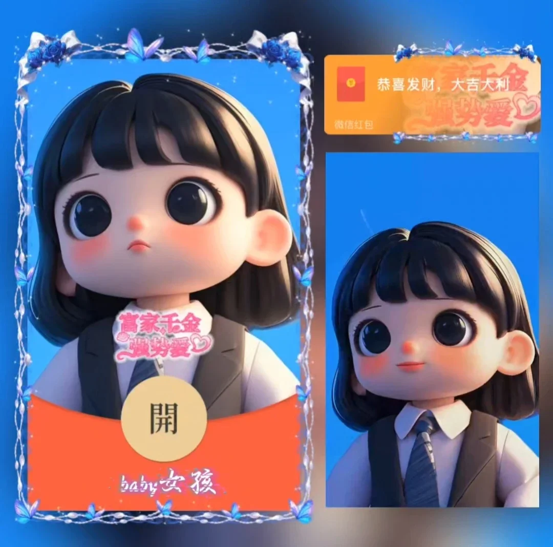 【卡密兑换】微信红包封面『baby女孩/le』官方卡密丨端内兑换丨24小时自助提卡！