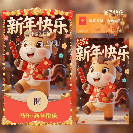 马年/新年快乐/tao红包封面皮肤