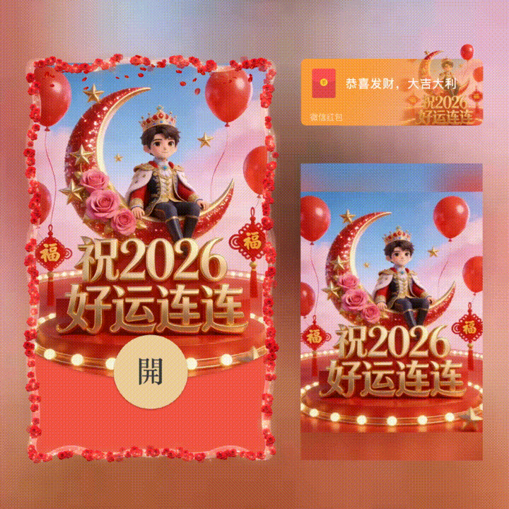  祝2026好运连连/新年快乐/xn红包封面皮肤