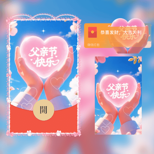 父亲节快乐 手捧爱心 新版动态tt红包封面皮肤