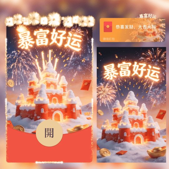 暴富好运烟花城堡/nn红包封面皮肤