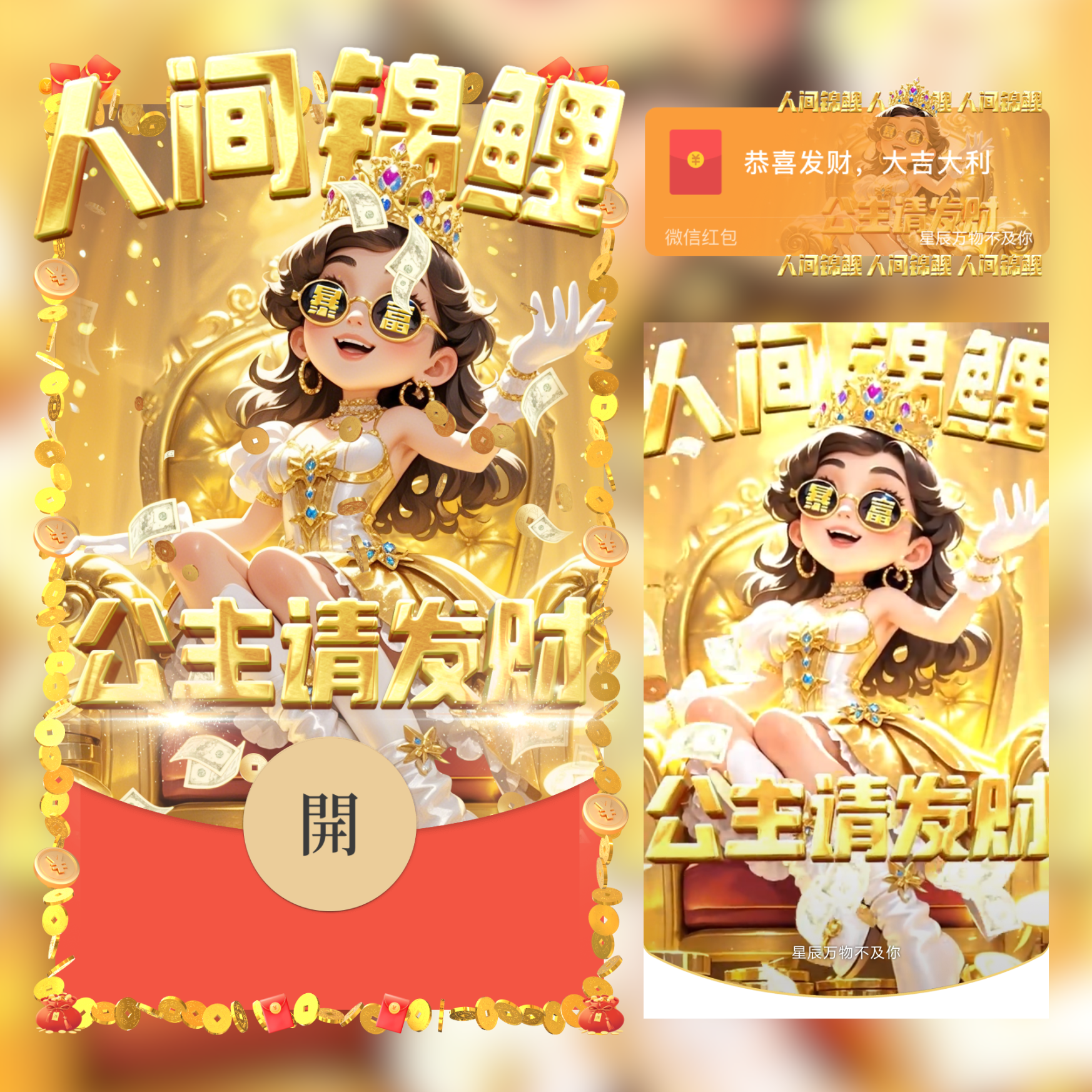 公主请发财/人间锦鲤/新版动态/yssj红包封面皮肤