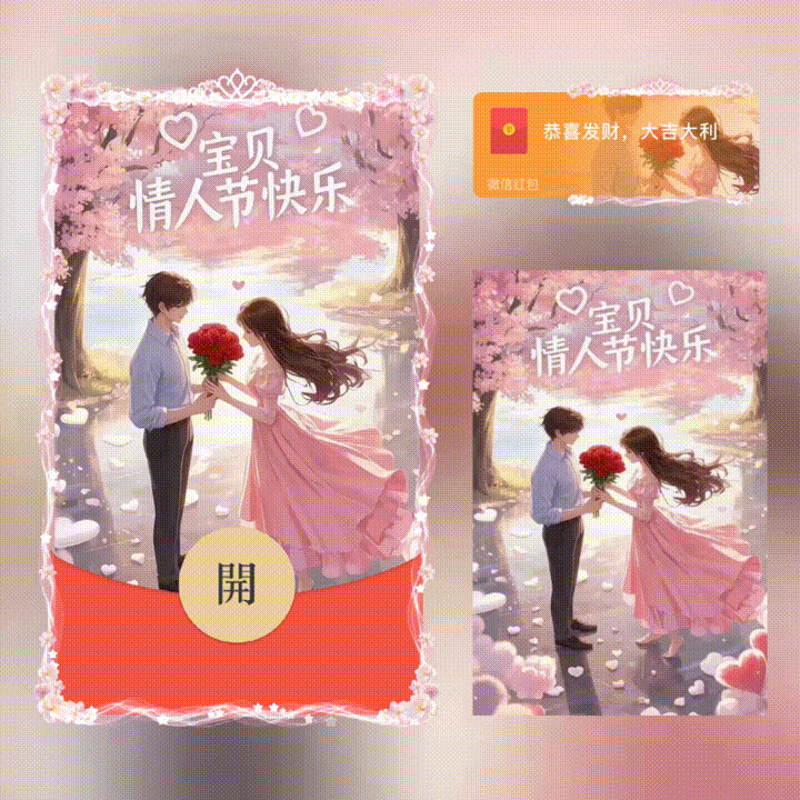 宝贝情人节快乐/七夕快乐/新版动态/xn红包封面皮肤
