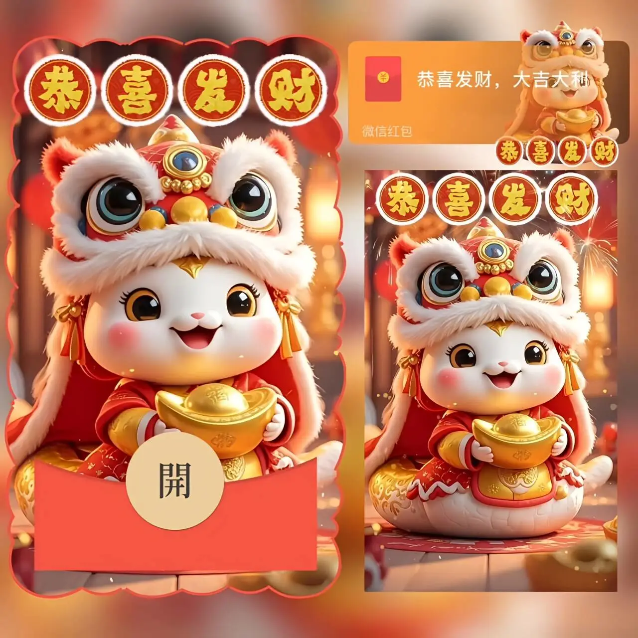 【卡密兑换】微信红包封面『恭喜发财/蛇年暴富/bao』官方卡密丨端内兑换丨24小时自助提卡！