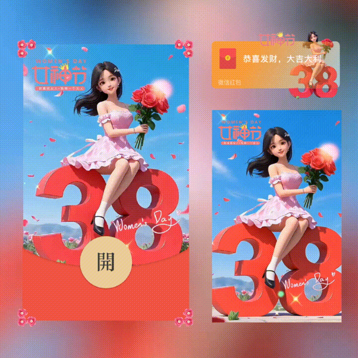 38女神节/女神节快乐/xn红包封面皮肤