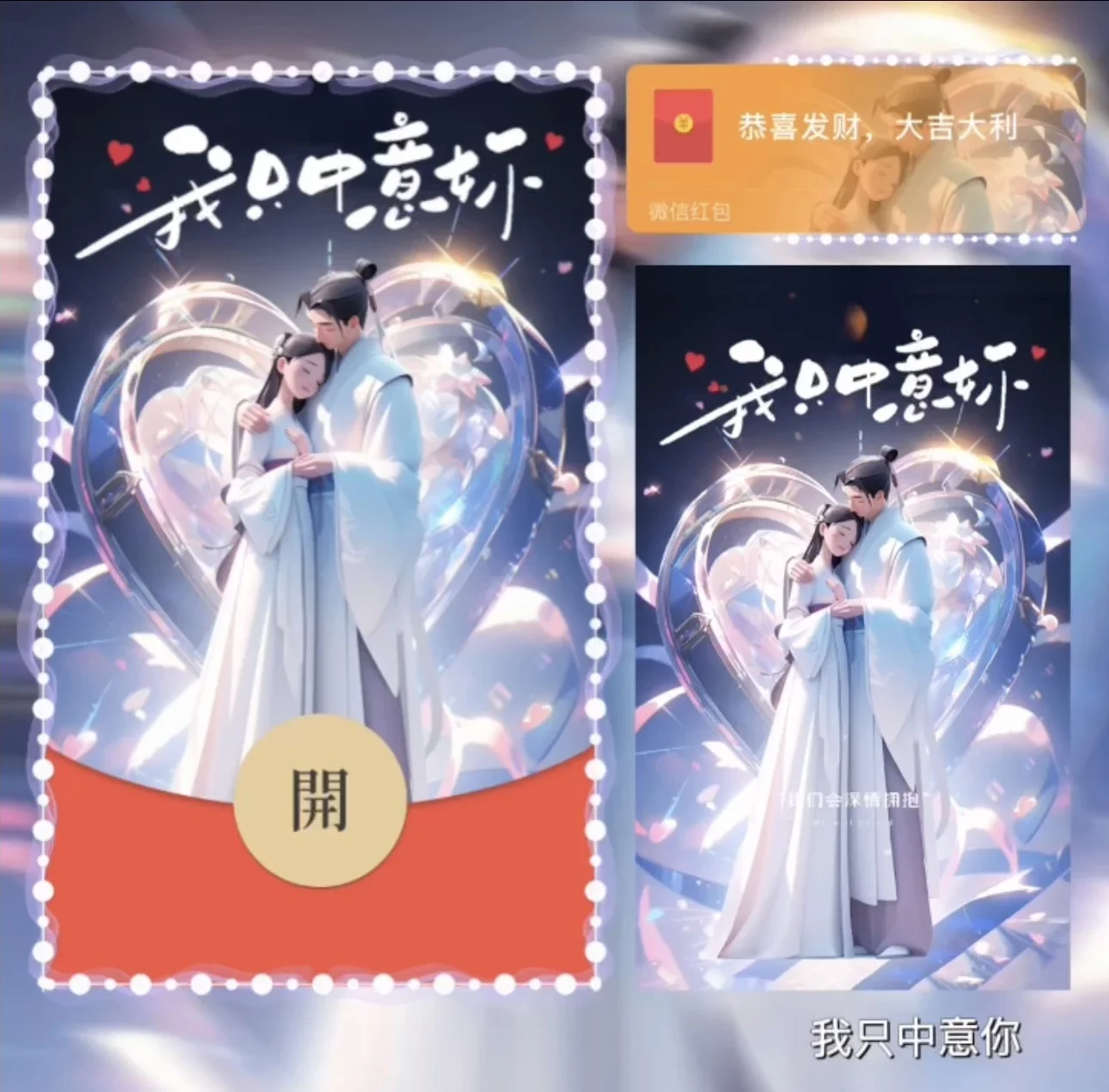 【卡密兑换】微信红包封面『我只中意你』官方卡密丨端内兑换丨24小时自助提卡！