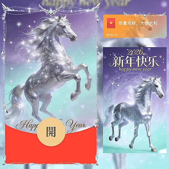 【红包封面】2026新年快乐/星空银马bz