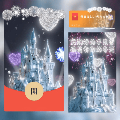 冰雪城堡烟花/我期待的不是雪 而是有你的冬天 /新版动态/cs红包封面皮肤