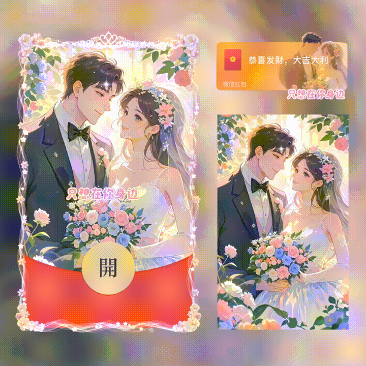 【卡密兑换】微信红包封面『只想在你身边/新版动态/xn』官方卡密丨端内兑换丨24小时自助提卡！