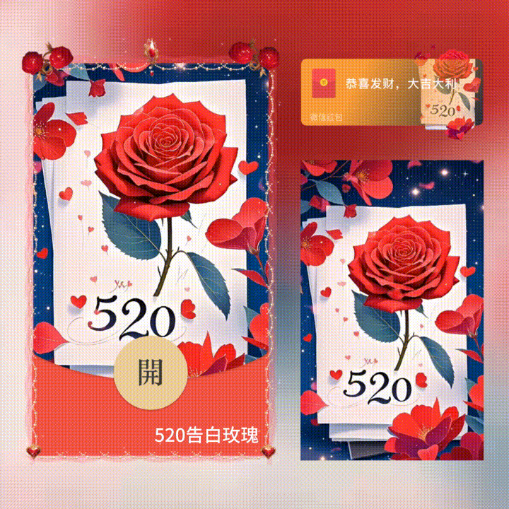 520告白玫瑰/新版动态/xn红包封面皮肤