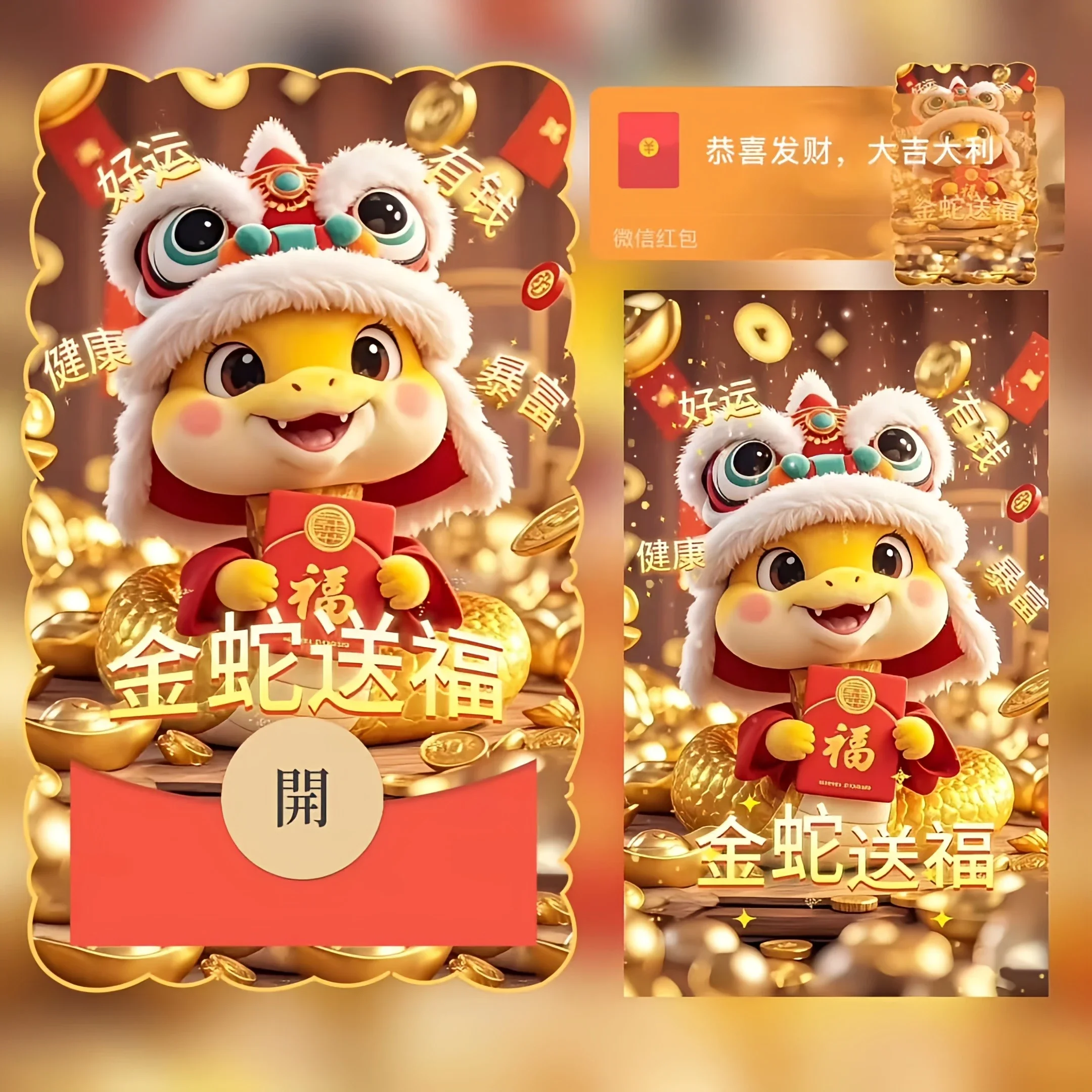 【卡密兑换】微信红包封面『金蛇送福』官方卡密丨端内兑换丨24小时自助提卡！