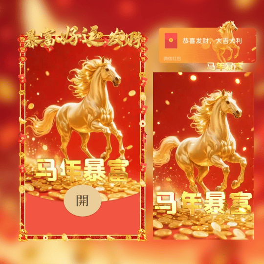 马年暴富/暴富好运发财/除夕春节/新版动态tt红包封面皮肤