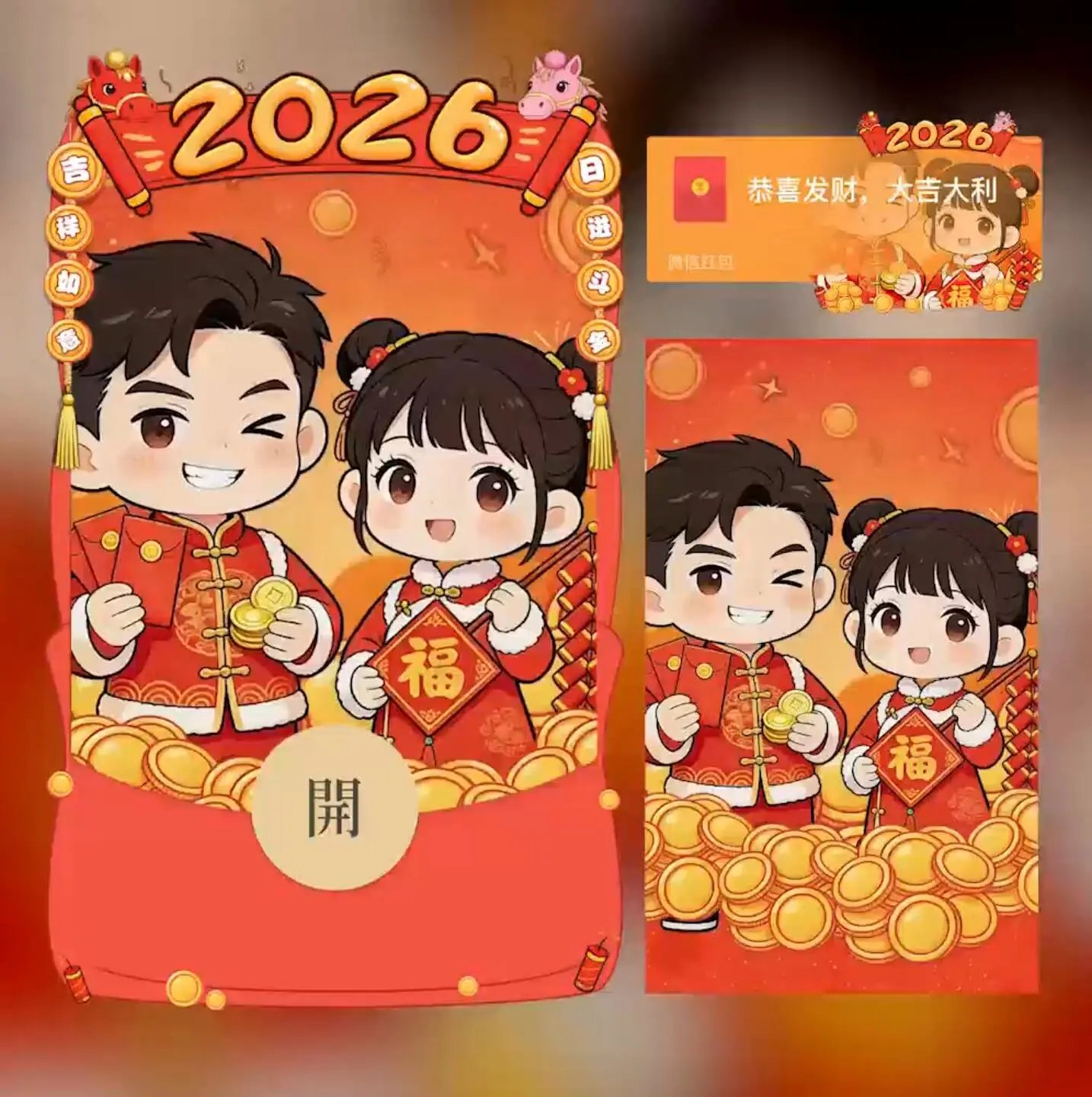 2026财到福到/新年快乐/qiqi红包封面皮肤