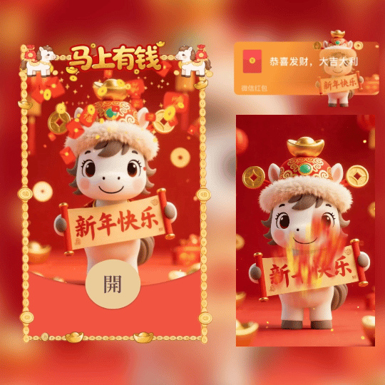 新年快乐/马上有钱/新版动态tt红包封面皮肤