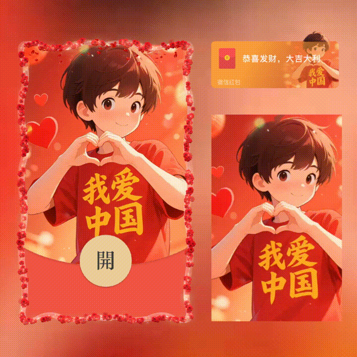 我爱中国/国庆节快乐/新版动态/xn红包封面皮肤