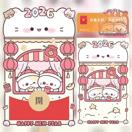2026新年快乐贴贴萌宠/动态/bao红包封面皮肤