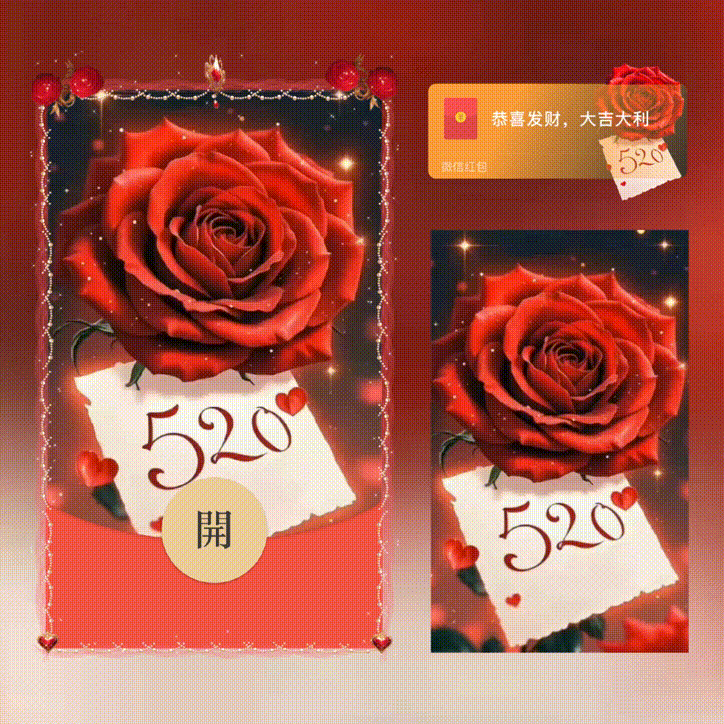 520告白玫瑰/新版动态/xn红包封面皮肤